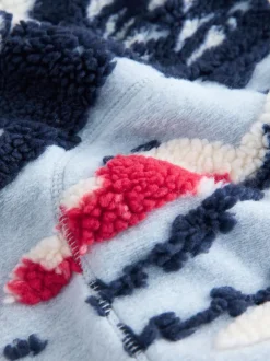 Next - Polaire douce en polaire en peau de mouton à col zippé Paysage d’hiver bleu à imprimé graphique New