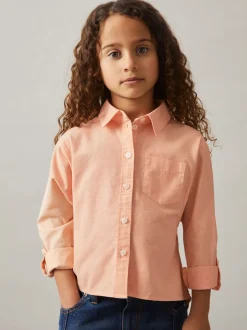 Reiss pêche - Chemise à poignets roulés en lin Leora