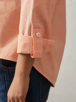 Reiss pêche - Chemise à poignets roulés en lin Leora