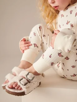 Next Peau de mouton neutre - Chaussons à deux lanières Corkbed Sale