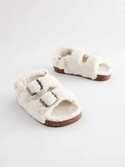 Next Peau de mouton neutre - Chaussons à deux lanières Corkbed Sale