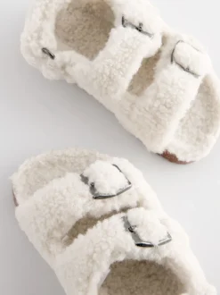 Next Peau de mouton neutre - Chaussons à deux lanières Corkbed Sale