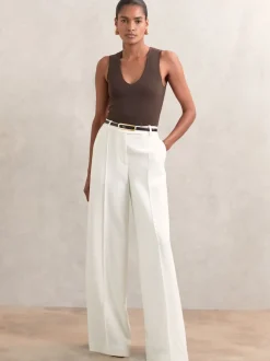 Reiss Peau de serpent noire - Ceinture fine en cuir avec boucle allongée Chaya Outlet