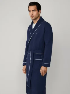 Hackett Peignoir gaufré bleu pur coton Hot