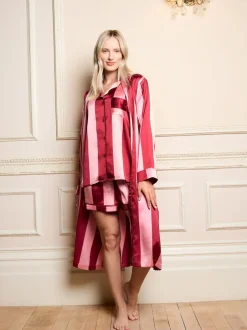 Their Nibs Peignoir grand-père en satin à rayures framboise Your Nibs Hot