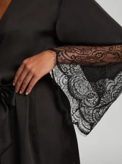 Hunkemoller Peignoir Hunkemöller kimono en satin noir Online