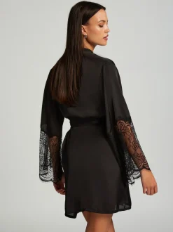 Hunkemoller Peignoir Hunkemöller kimono en satin noir Online