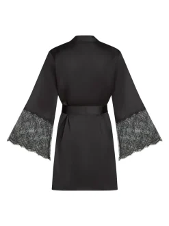 Hunkemoller Peignoir kimono en satin noir Outlet