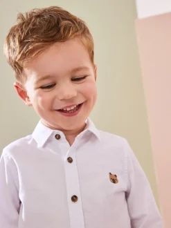 Next - Chemise Oxford à manches longues (3mths-7yrs) Personnage blanc Hot