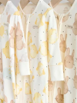 Next Personnage de Pâques jaune - Combinaisons de nuit à fermeture éclair pour bébés 3 Pack (0mths-3yrs) New