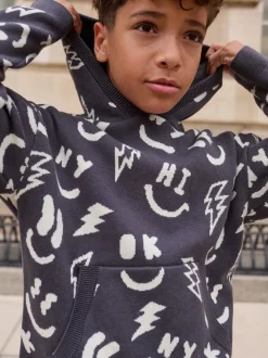 Next personnage Noir/Blanc - Sweat-shirt tricoté à capuche (3-16yrs) Sale