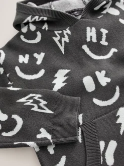 Next personnage Noir/Blanc - Sweat-shirt tricoté à capuche (3-16yrs) Sale