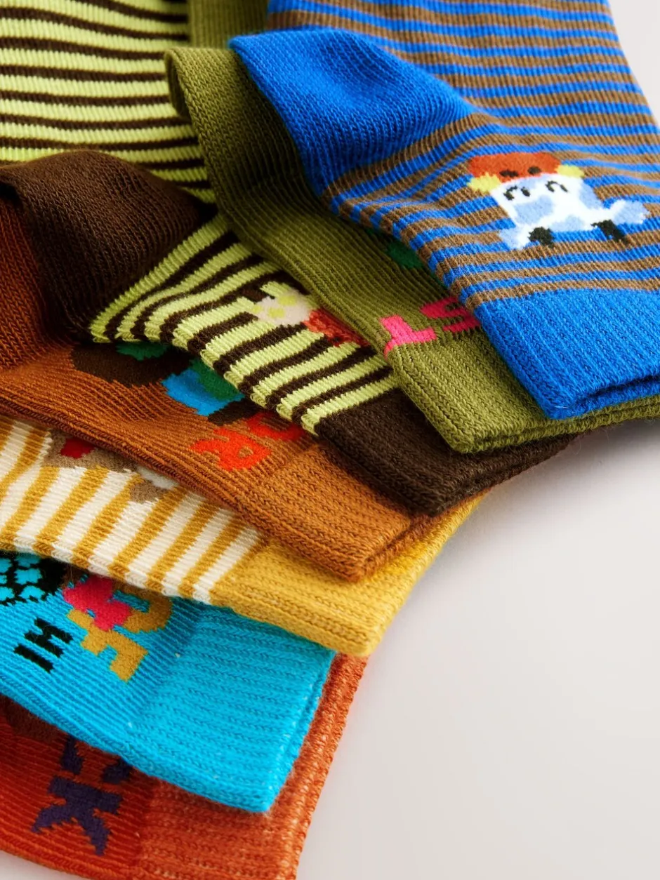 Next - Paquet de chaussettes en coton riche 7 Personnages multicolores brillants Best