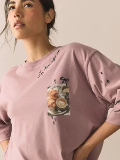 Next - Pyjama à manches courtes Petit-déjeuner violet New