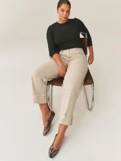 Next Pierre - Jean retroussé Boyfriend Hourglass Jambe large taille mi-haute Sale