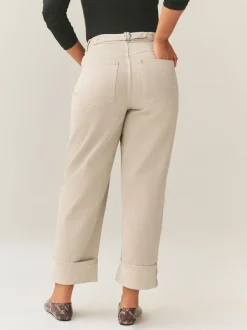 Next Pierre - Jean retroussé Boyfriend Hourglass Jambe large taille mi-haute Sale