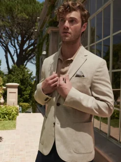 Next Pierre - Slim Fit (Slim Fit) - Blazer Blend en lin texturé New