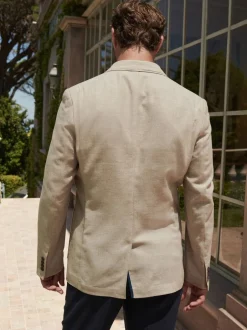 Next Pierre - Slim Fit (Slim Fit) - Blazer Blend en lin texturé New