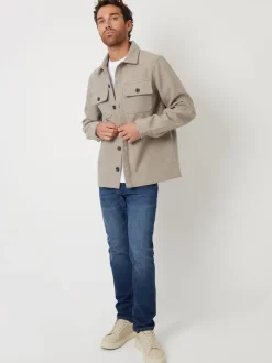 Threadbare Pierre - Veste-chemise à boutons en laine et fausse fourrure Sale