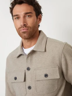 Threadbare Pierre - Veste-chemise à boutons en laine et fausse fourrure Sale