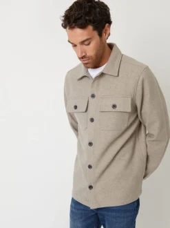 Threadbare Pierre - Veste-chemise à boutons en laine et fausse fourrure Sale