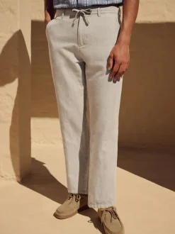Next Pierre légère - Pantalon chino en sergé de coton et lin New