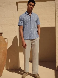 Next Pierre légère - Pantalon chino en sergé de coton et lin New