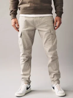 Next - Slim Fit (Slim Fit) - Pantalon cargo stretch en coton Pierre légère Hot