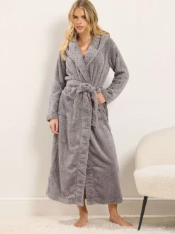 PixieGirl Petite Peignoir maxi en nid d’abeille à capuche