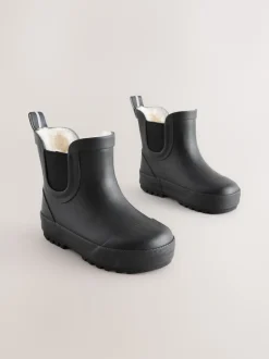 Next - Bottines en caoutchouc avec doublure chaude Plaine noire Clearance