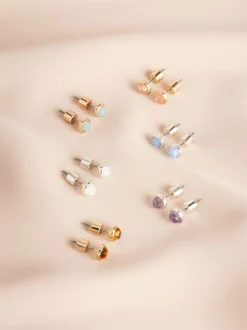 Next Plaqué or/argent - Boucles d’oreilles cercles semi-précieuses Hot