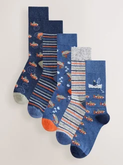 Next - Paquet de chaussettes à motifs 5 Poissons bleus Online