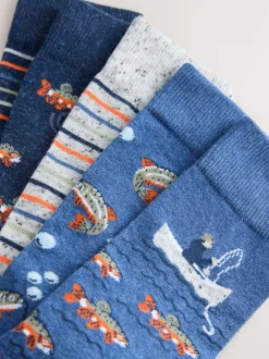 Next - Paquet de chaussettes à motifs 5 Poissons bleus Online
