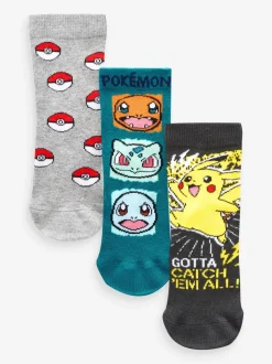 Next Pokémon Multi - Lot de 3 chaussettes de jeu en coton riche New