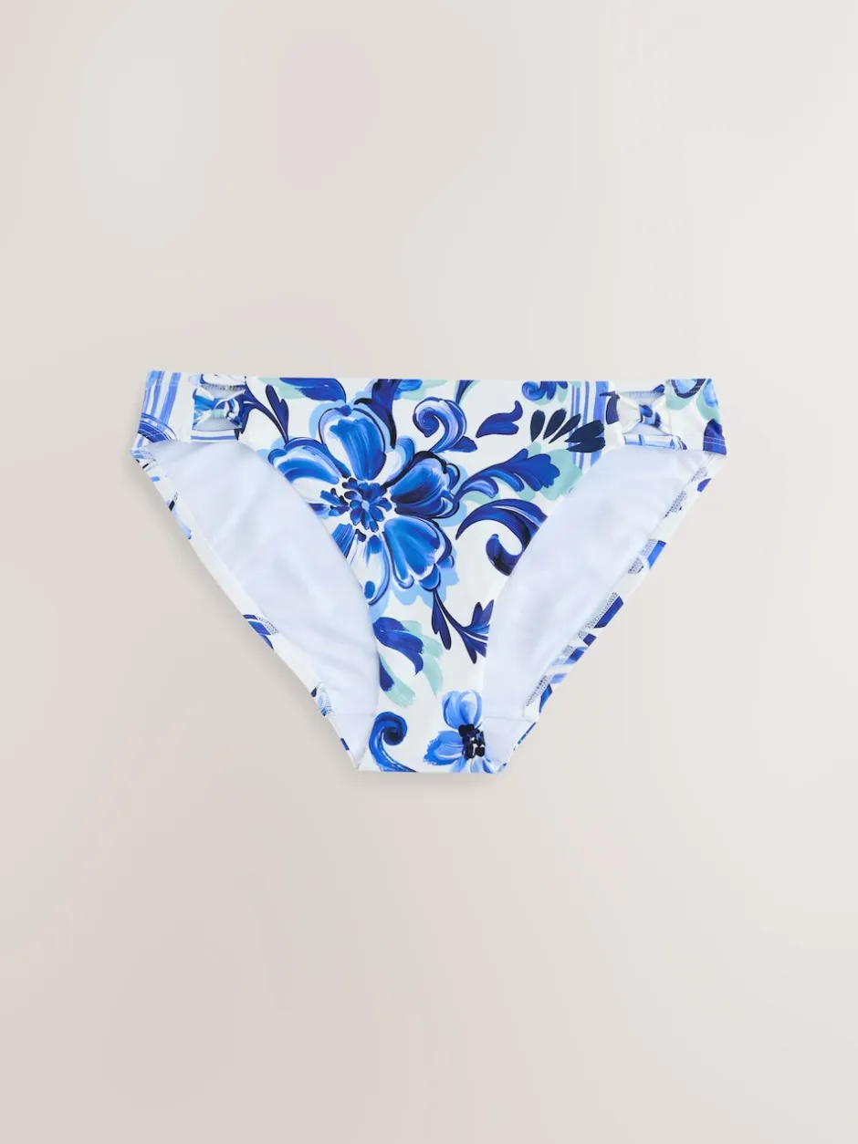 Next Porcelaine blanc/bleu - Bas de bikini échancré Outlet