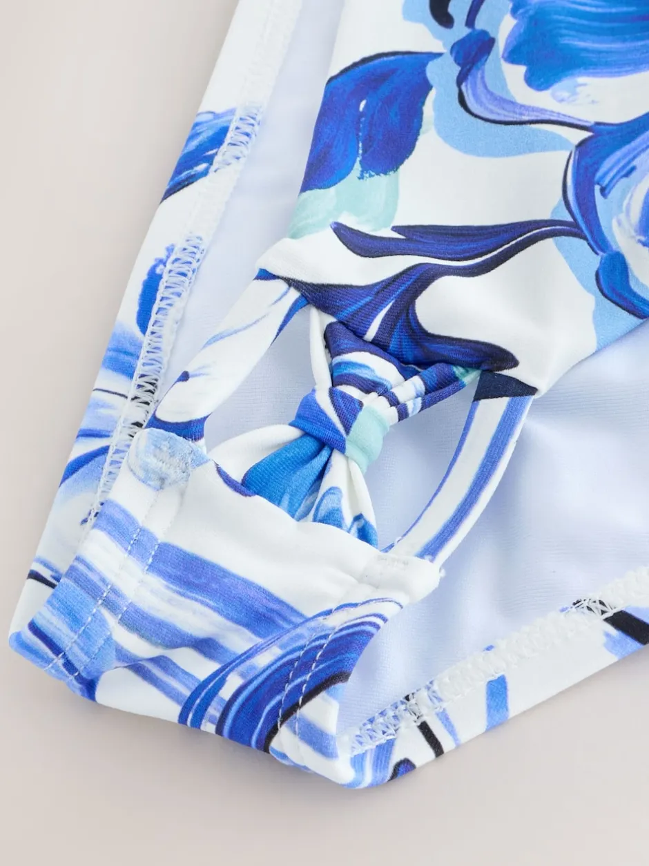 Next Porcelaine blanc/bleu - Bas de bikini échancré Outlet