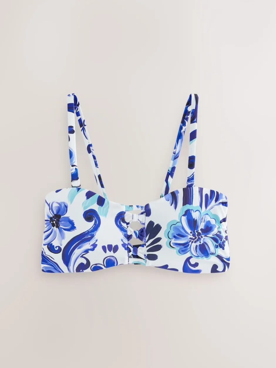 Next Porcelaine blanc/bleu - Haut de bikini bandeau sans armatures New