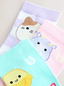 Next Pourpre/Aqua - Lot de 3 paires de chaussettes Squishmallows en coton majoritaire New