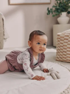 Next Pourpre/blanc - Ensemble 3 pièces en velours côtelé pour bébé, barboteuse, body à manches longues et collants (0mois-2ans) Outlet