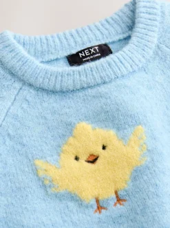 Next Poussin bleu - Pull col rond en maille (3mois-7ans) Sale