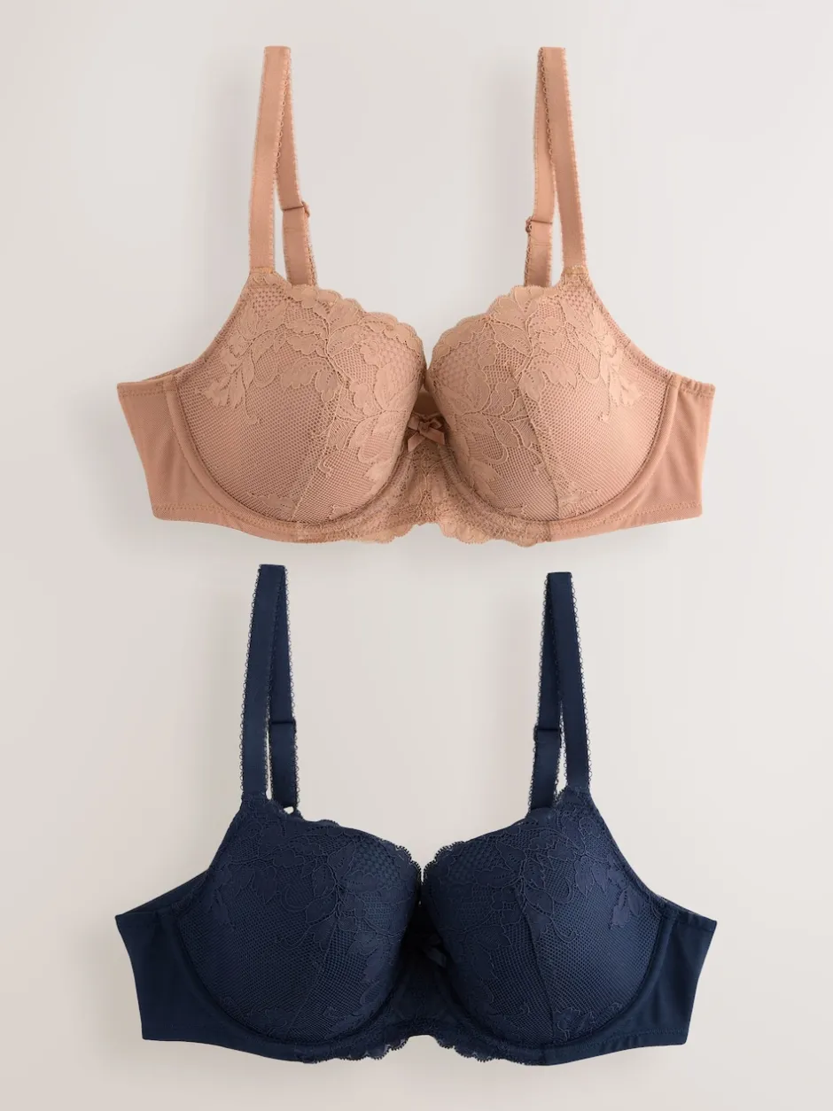 Next Praline Nude/Marine - Soutien-gorge en dentelle DD+ 2 Pack Hot