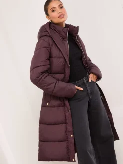 Lipsy prune - Manteau long Ceinturé en entonnoir double couche Hot