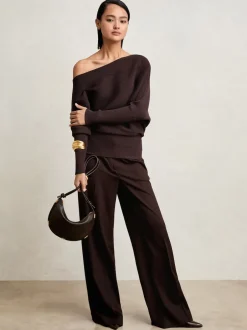 Reiss prune - - Lorna - Pull en maille drapée asymétrique Online