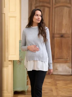 Seraphine Pull chemise et pull de maternité/d'allaitement en coton mélangé