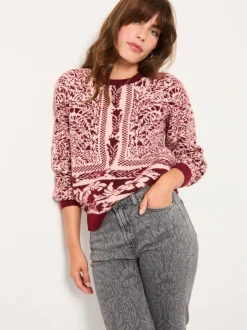 Fat Face Pull FatFace à col ras du cou en maille à fleurs Outlet