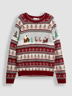 Jojo Maman Bébé Pull pour homme à motif jacquard Noël Scene Best