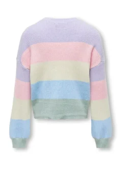ONLY KIDS Pull violet en maille rayé Clearance