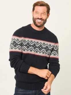 Fat Face Pulls FatFace Snowflake Fairisle en maille à Col rond Online