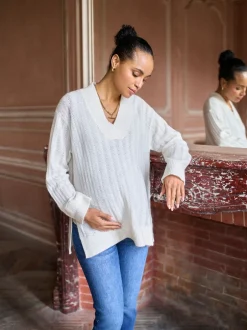 Seraphine Pulls Grossesse en laine Blend Pointelle New