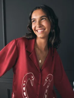 Rockett St George Pyjama en satin texturé boutonné Online